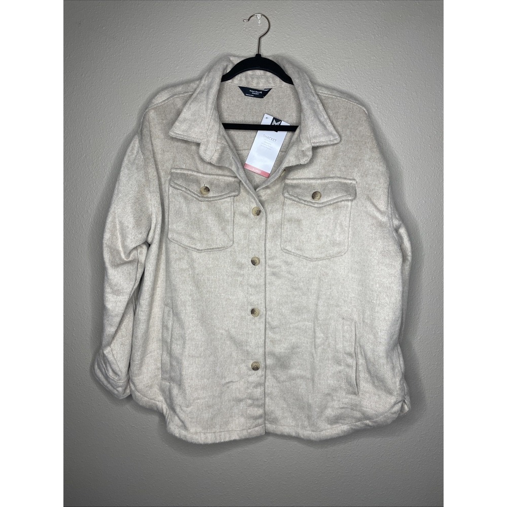 Members Mark Womens Toasted Heather Shacket Relaxed Fit Button Up Size XL